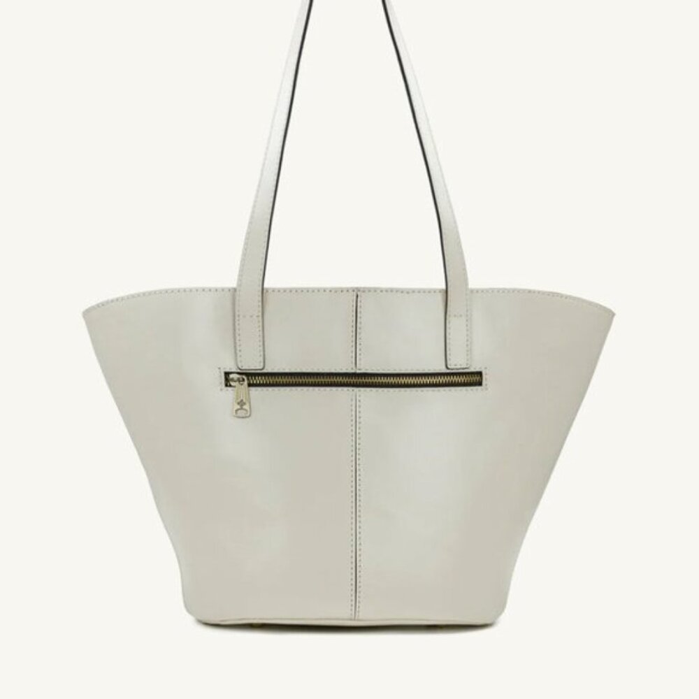 Patricia Nash Marconia Tote Woven Leather Latte Dark White Handbag - Picture 4 of 16
